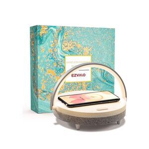 EZVALO Music Table Lamp with Wireless Charger, 4 in 1 Touch Bedside Lamp, Portab